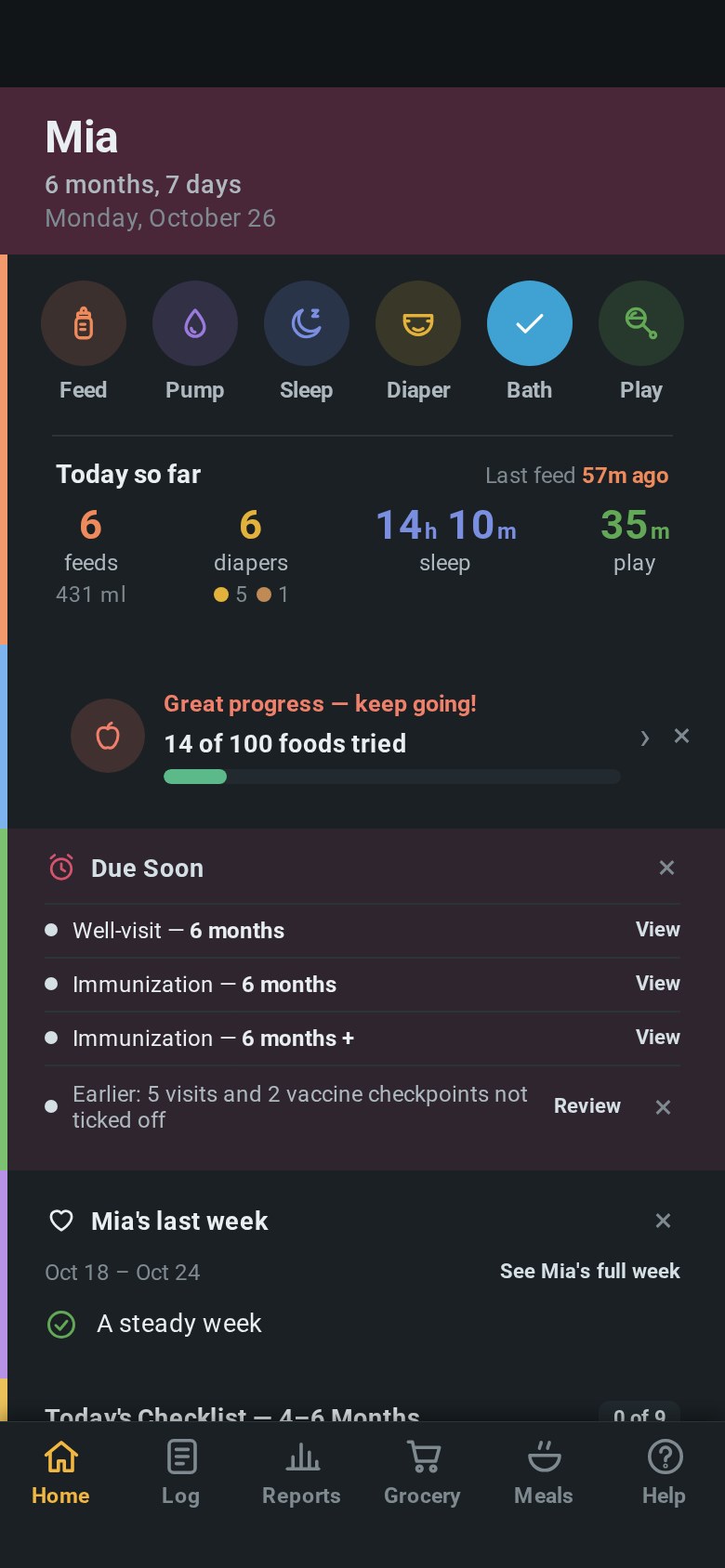 Home screen in dark mode